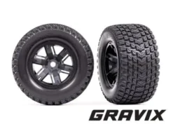 Traxxas Tires & wheels, assembled, glued (X-Maxx black wheels, Gravix tires, foam inserts) (left & right) – TRX7877