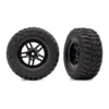 Traxxas Tire & wheel assy, glued (SCT Split-Spoke black wheels, Kumho tires, foam inserts) (2) (4WD front/rear, 2WD rear only) – TRX6874-BLK