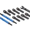 Traxxas Toe links, E-Revo VXL (TUBES blue-anodized, 7075-T6 aluminum, stronger than titanium) (144mm) (2)/ rod ends, assembled with steel hollow balls (8)/ aluminum wrench, 10mm (1) – TRX8638X