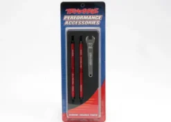 Traxxas Toe links, Revo (Tubes red-anodized, 7075-T6 aluminum, stronger than titanium) (128mm, fits front or rear) (2)/ rod ends, rear (4)/ rod ends, front (4)/ aluminum wrench (1) – TRX5338R