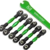 Traxxas Turnbuckles, aluminum (green-anodized), camber links, 32mm (front) (2)/ camber links, 28mm (rear) (2)/ toe links, 34mm (2)/ aluminum wrench – TRX8341G