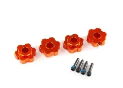 Traxxas Wheel hubs, hex, aluminum (orange-anodized) (4)/ 4x13mm screw pins (4) – TRX8956T