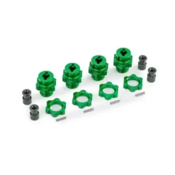 Traxxas Wheel hubs, splined, 17mm, short (green-anodized) (4)/ wheel nuts, splined, 17mm (green-anodized) (4)/ hub retainer M4 X 0.7 (4)/ axle pin (4) (for use with #9080 upgrade kit) – TRX9086-GRN