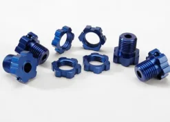 Traxxas Wheel hubs, splined, 17mm (blue-anodized) (4)/ wheel nuts, splined, 17mm (blue-anodized) (4)/ screw pins, 4x13mm (with threadlock) (4) – TRX5353X