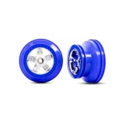 Traxxas Wheels, SCT chrome, blue beadlock style, dual profile (2.2â€ outer, 3.0â€ inner) (2) (2WD front only) – TRX5870A