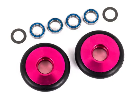 Traxxas Wheels, wheelie bar, 6061-T6 aluminum (pink-anodized) (2)/ 5x8x2.5mm ball bearings (4)/ o-rings (2)/ 5x8x0.3mm TW (2) – TRX9461P