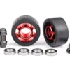 Traxxas Wheels, wheelie bar, 6061-T6 aluminum (red-anodized) (2)/ axle, wheelie bar, 6061-T6 aluminum (2)/ 10x15x4 ball bearings (4) – TRX7775R