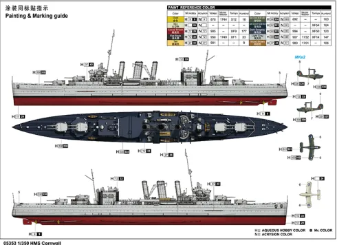 Trumpeter HMS Cornwall 1941 – 1:350 bouwpakket