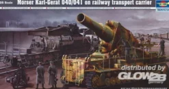 Trumpeter Morser Karl Gerat 040-041 auf Eisenbahn-Transport-Trailer – 1:35 bouwpakket