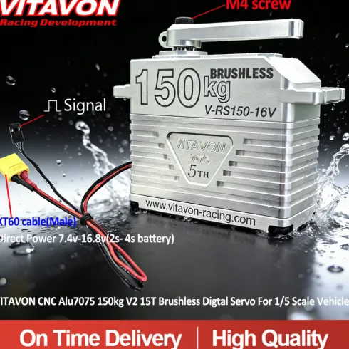 VITAVON CNC Alu7075 150KG V2 15T Brushless Digitale Servo – 1/5 Scale