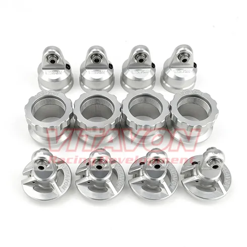 VITAVON CNC Aluminium 7075 Shock Cap Set & Shock Collar Spacer – 10mm Verlengd – voor XRT & X-MAXX