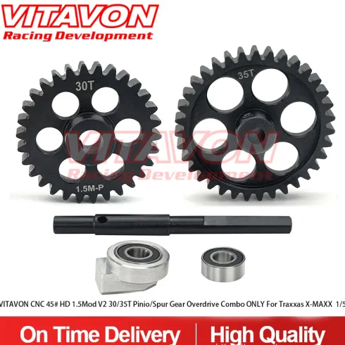 VITAVON CNC 45# HD 1.5Mod Pinion & Spur Gear Overdrive Combo 30/35 – Voor Traxxas X-MAXX / XRT 1/5