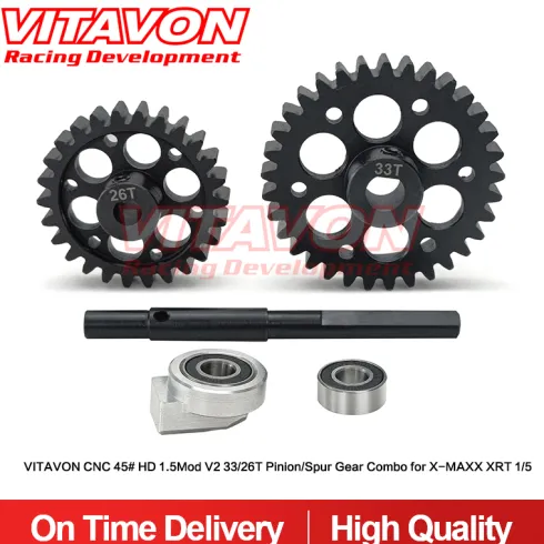 VITAVON CNC 45# HD 1.5Mod Pinion & Spur Gear Overdrive Combo 26/33 – Voor Traxxas X-MAXX / XRT 1/5