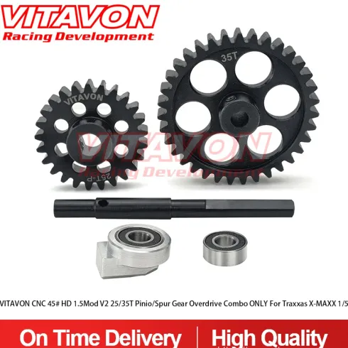 VITAVON CNC 45# HD 1.5Mod Pinion & Spur Gear Overdrive Combo 25/35 – Voor Traxxas X-MAXX / XRT 1/5