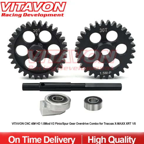 VITAVON CNC 45# HD 1.5Mod Pinion & Spur Gear Overdrive Combo 30/30 – Voor Traxxas X-MAXX / XRT 1/5