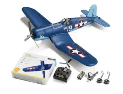 VOLANTEX F4U CORSAIR Blauw 4-kanaals 500mm brushless RC vliegtuig met Gyroscoop RTF compleet met 7.4V 400mAh 25C Lipo accu en lader