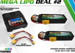 2x Gens ace Bashing Series 5000mAh 14.8V 4S1P 50C-100C Lipo Batterij XT90 en RC Plus Power Duo 100 Charger